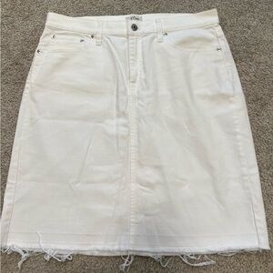 J. Crew White Denim Skirt Sz 10/30 Raw Hem Trademark Womens Stretch S87